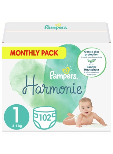 Pampers Harmonie Νο1 Monthly Box 102τμχ (2-5kg)